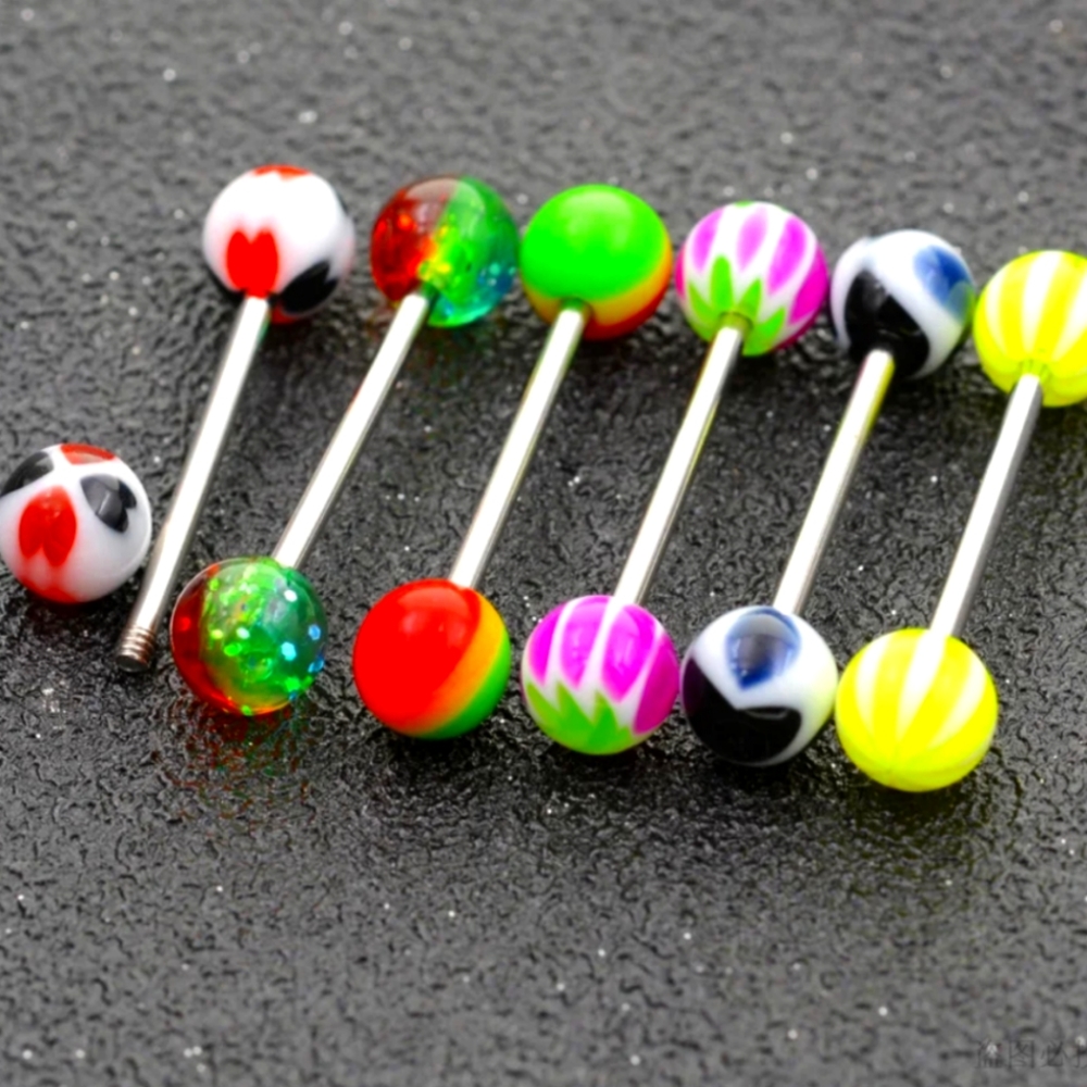 14G Tongue Rings Surgical Stainless Steel - Picture 1 of 7